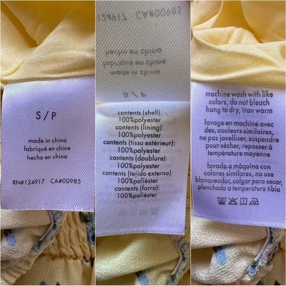 WeWoreWhat Dress Smocked Maxi Off Shoulder Watercolor Ditsy Yellow S NWT New - Picture 9 of 12